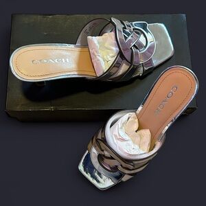 Coach Tillie Metallic Silver Heels
